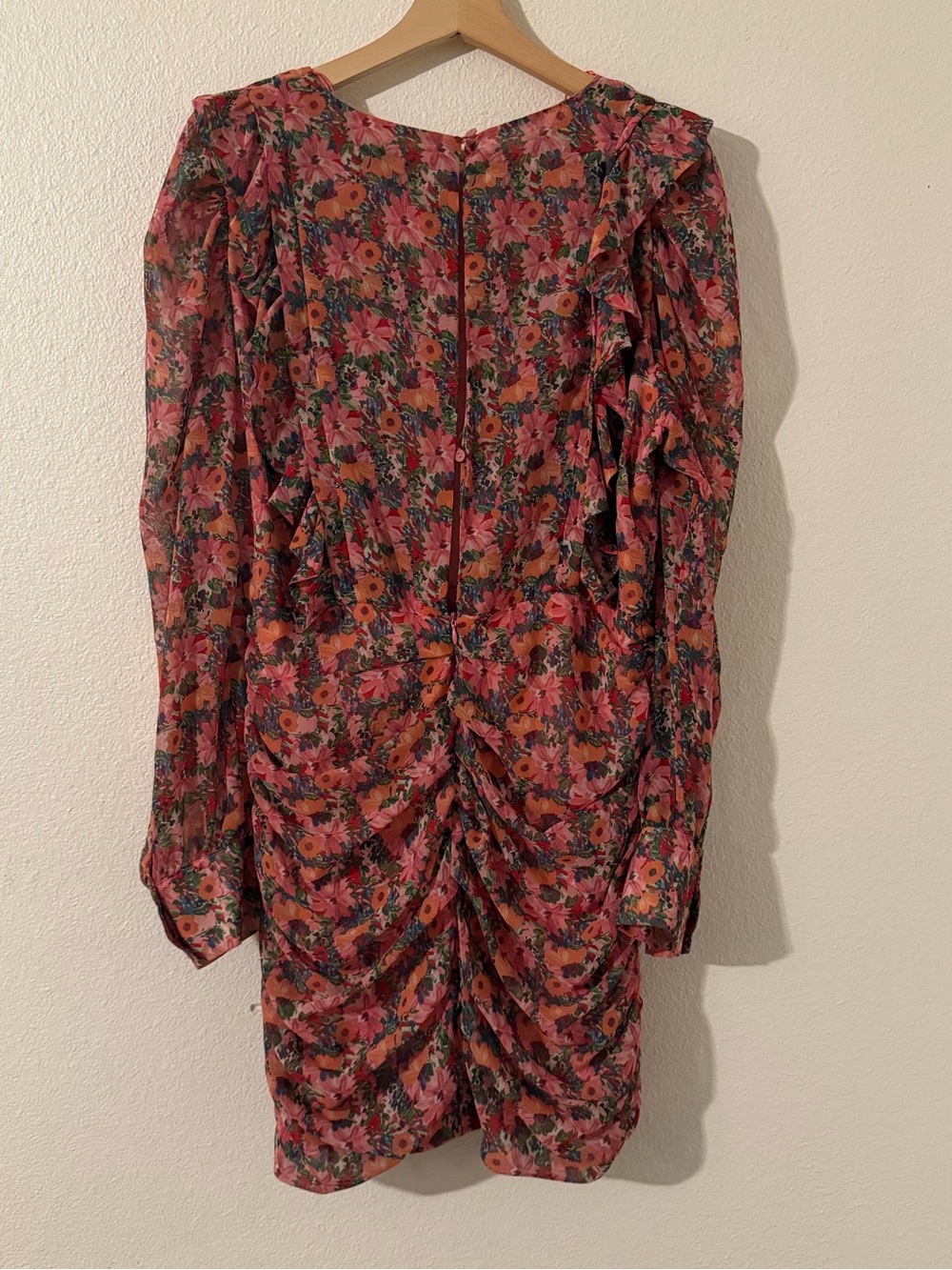 Zara Floral Frilled Draped Dress Bloggers Favorite Size Large - Picture 10 of 10